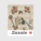Elegante Ukiyoe-Collagekunst – Oude JP-schoonheid Sticker (Vel)