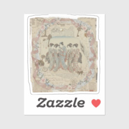 Elegante Ukiyoe-collagekunst – Vintage JP-schoonhe Sticker