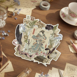 Elegante Ukiyoe-Collagekunst – Vintage JP Schoonhe Sticker