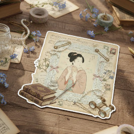 Elegante Ukiyoe-Collagekunst – Vintage JP Schoonhe Sticker