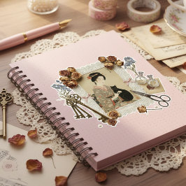 Elegante Ukiyoe-collagekunst – Vintage JP-schoonhe Sticker