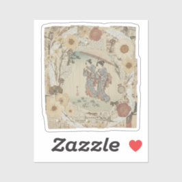 Elegante Ukiyoe-collagekunst – Vintage JP-schoonhe Sticker