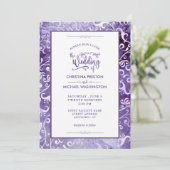 Elegante ultra violette Waterverf bloeit bruiloft Kaart (Staand voorkant)