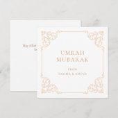 Elegante Umrah Mubarak gouden script kaarten (Voorkant / Achterkant)