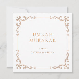 Elegante Umrah Mubarak Rustieke Bruine Wenskaart Feestdagenkaart