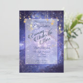 Elegante Under the Stars Galaxy Bat Mitzvah Kaart (Staand voorkant)