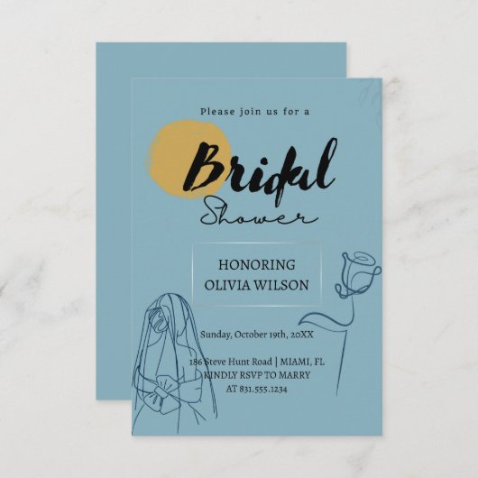 Elegante unieke bruids douche uitnodiging (Voorkant / Achterkant)