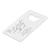 Elegante unieke huwelijksgunst Custom Bedankt Creditkaart Flessenopener (Achterkant Gekanteld)