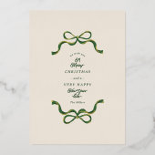 Elegante Unieke Kerstbogen Cream & Groene Foto Folie Feestdagenkaart (Voorkant)