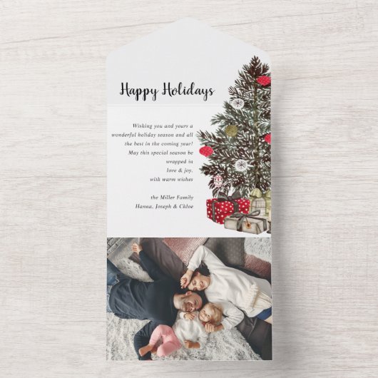 Elegante unieke kerstkaart all in one uitnodiging (Binnen)