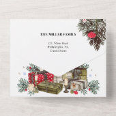 Elegante unieke kerstkaart all in one uitnodiging (Achterkant)