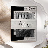 Elegante unieke krant bruiloft uitnodiging suite uitnodigingen wikkel