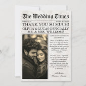 Elegante unieke krant foto bruiloft bedankkaart (Voorkant)