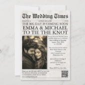 Elegante unieke krant foto bruiloft kaart (Voorkant)