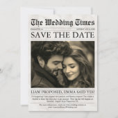 Elegante unieke leuke krant foto bruiloft save the date (Voorkant)