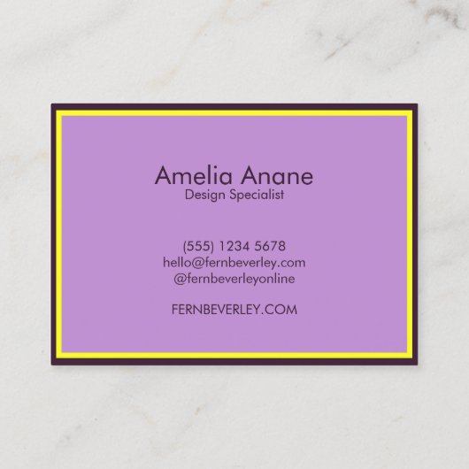 Elegante unieke Paarse & gele professional Visitekaartje (Achterkant)