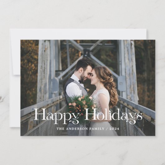 Elegante unieke tekst | Prettige feestdagen Twee f Feestdagenkaart (Voorkant)