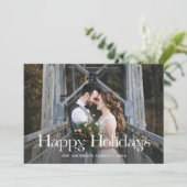 Elegante unieke tekst | Prettige feestdagen Twee f Feestdagenkaart (Staand voorkant)