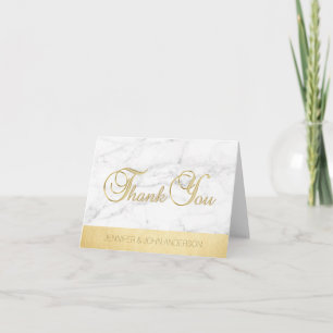 Elegante Unieke Witte Marmer Goud Folie Dank Je Bedankkaart
