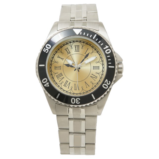 Elegante Unisex Roestvrij Stalen Oversized Armband Horloge (Voorkant)