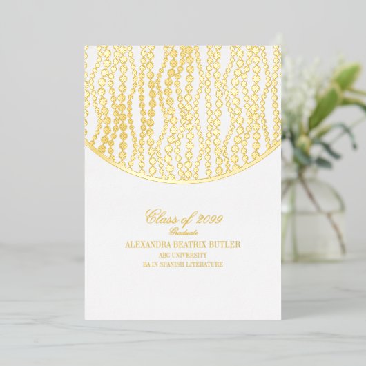 Elegante Universiteit Master Afstudeerfeest Afstud Folie Uitnodiging (Staand Voorkant)