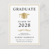 Elegante universiteitsfoto afstuderen aankondigingskaart (Voorkant)