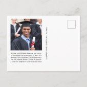 Elegante universiteitsfoto blauw goud afstuderen aankondigingskaart (Achterkant)