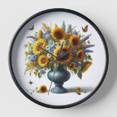 Elegante  Urn met Bloemen Wandklok (Voorkant)