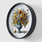 Elegante  Urn met Bloemen Wandklok (Hoek)