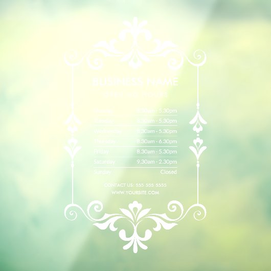 Elegante Uurstaat Openingstijden Winkelruitsticker Raamsticker (Vel 3)