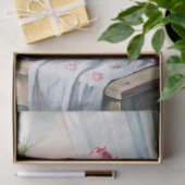 Elegante vaas met roze pioenen op tafel tissuepapier (Geschenk)