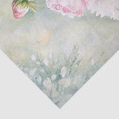 Elegante vaas met roze pioenen op tafel tissuepapier (Detail)