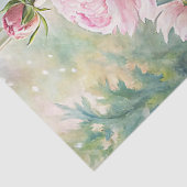 Elegante vaas met roze pioenen op tafel tissuepapier (Detail)