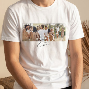 Elegante Vader Tijdperk Familie Fotocollage Vaderd T-shirt