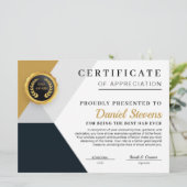 Elegante Vaderdag Certificaatkaart Feestdagenkaart (Staand voorkant)