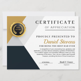 Elegante Vaderdag Certificaatkaart Feestdagenkaart