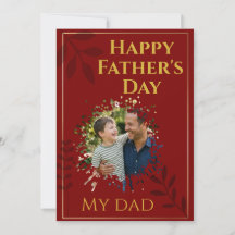 Elegante Vaderdag Fotokaart met Goud & Groene Acce