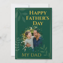 Elegante Vaderdag Fotokaart met Goud & Groene Tint