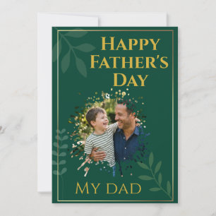 Elegante Vaderdag Fotokaart met Goud & Groene Tint Kaart