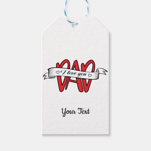 Elegante Vaderdag Ik hou van je vader Cadeaulabel (Voorkant)