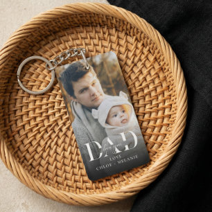 Elegante Vaderdag Minimal Dad Love You Foto Sleutelhanger