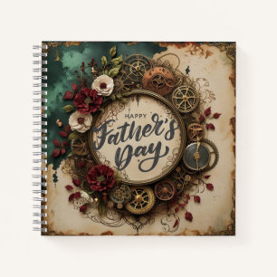 Elegante Vaderdag Steampunk en bloemen Notitieboek