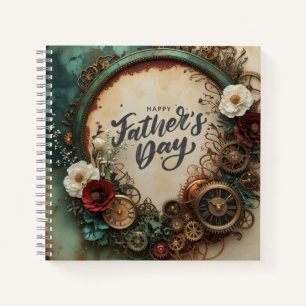 Elegante Vaderdag Steampunk en pruimenbloemen Notitieboek