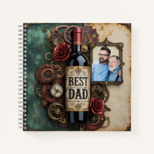 Elegante Vaderdag Steampunk Fles en Gears Notitieboek