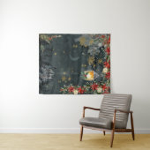 Elegante vakantie besneeuwde bos bos 50 x 60 inch wandkleed (In Situ (horizontaal))