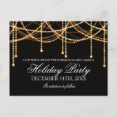 Elegante vakantie Bewaar de datum Gold String Ligh Aankondigingskaart (Voorkant)