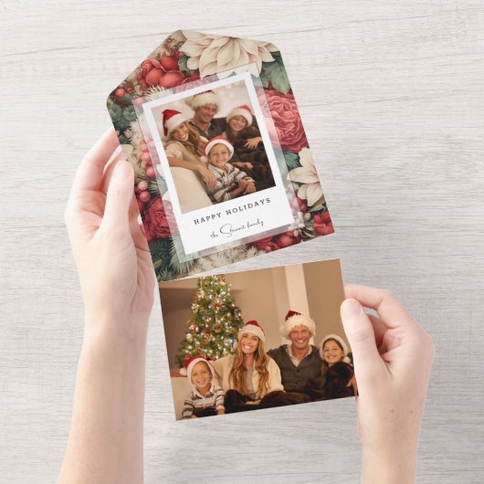 Elegante vakantie bloemenfoto all in one uitnodiging (Afscheurbaar)