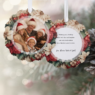 Elegante vakantie bloemenfoto ornament kaart