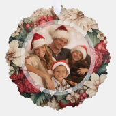 Elegante vakantie bloemenfoto ornament kaart (Voorkant)