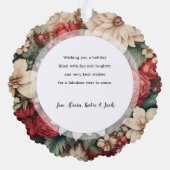 Elegante vakantie bloemenfoto ornament kaart (Achterkant)